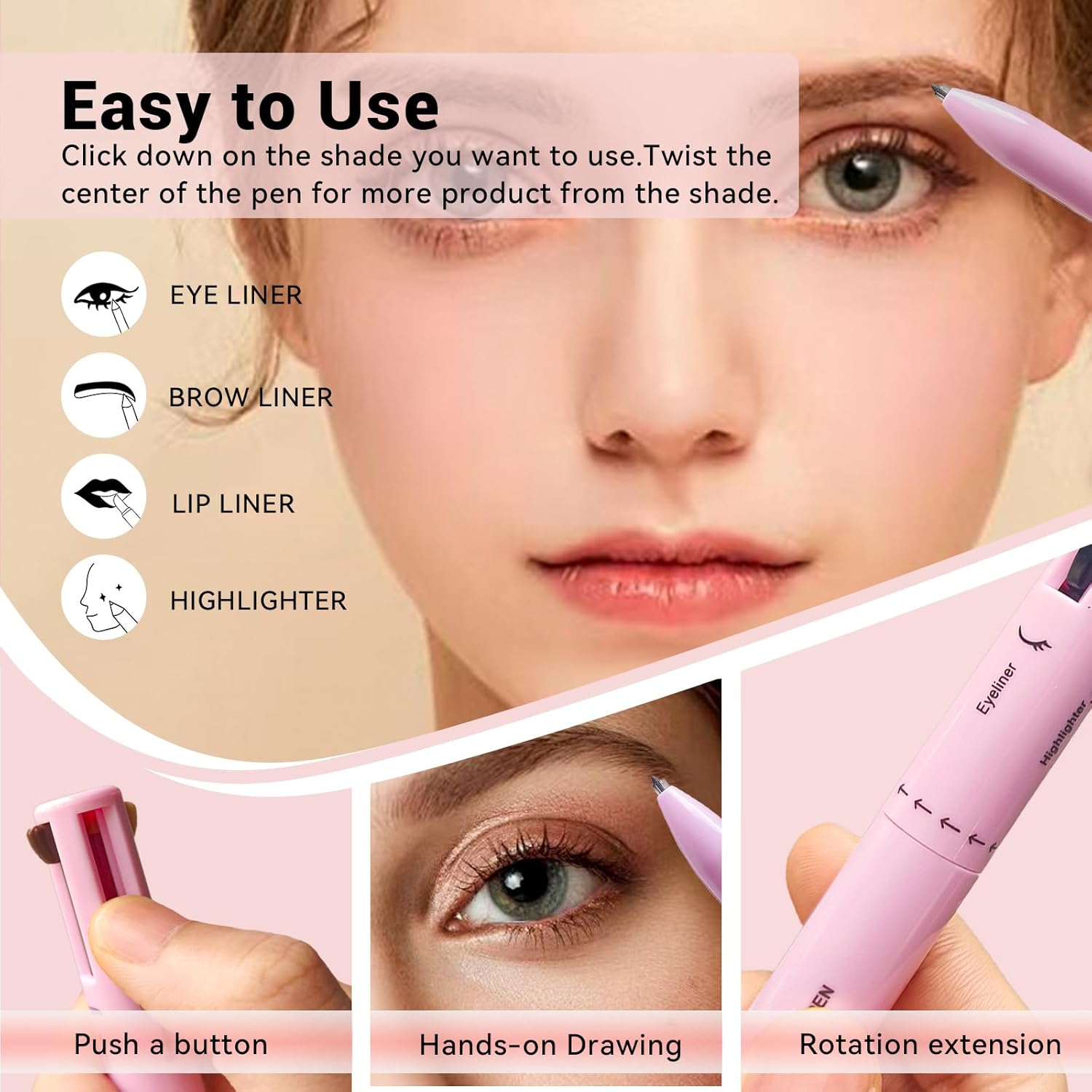 ✨ GlamPen 4-in-1 Make-up Stift mit vier Farben (Einzeln) ✨
